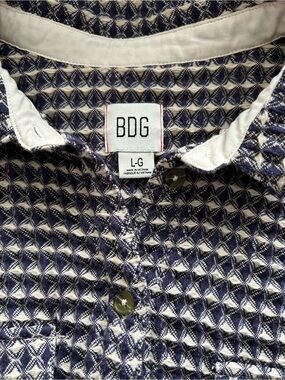 NWOT- BDG by Urban Outfitters Navy & Ivory “Stanley” Waffle-Knit Button Shirt